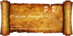 Platzer Radomér névjegykártya